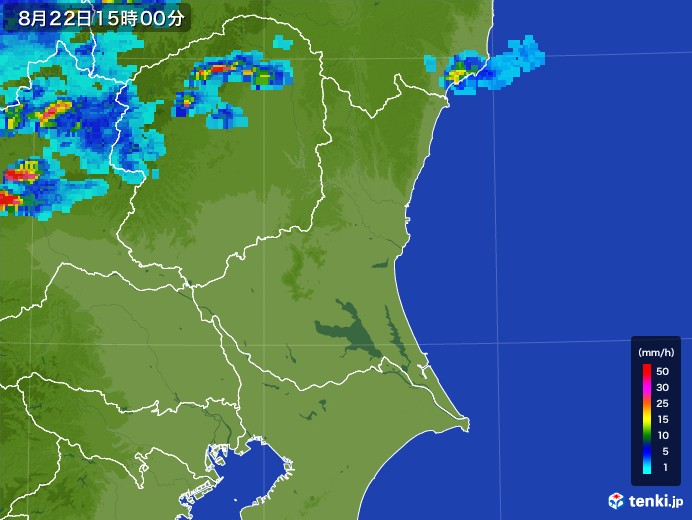 茨城県の雨雲レーダー(2017年08月22日)