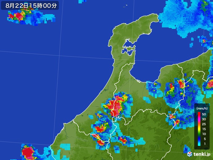 石川県の雨雲レーダー(2017年08月22日)