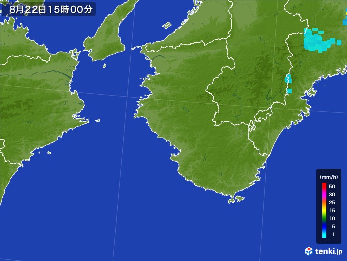 和歌山県の雨雲レーダー(2017年08月22日)