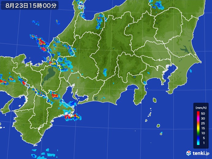 東海地方の雨雲レーダー(2017年08月23日)