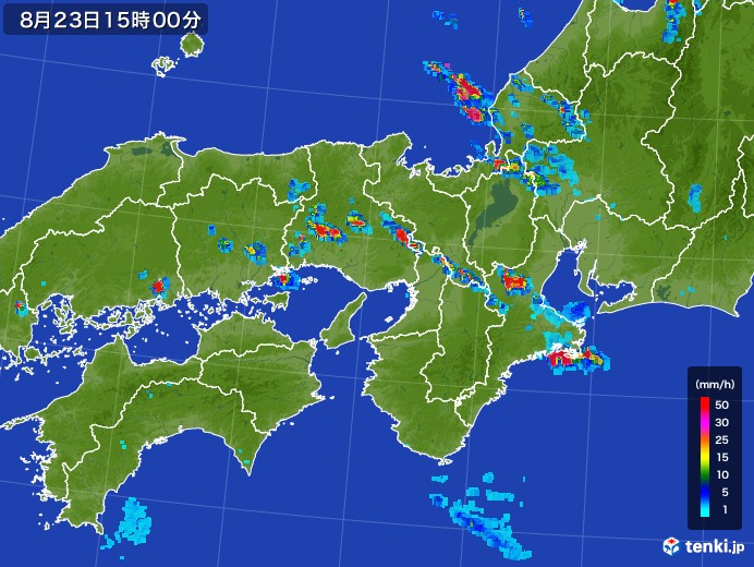 近畿地方の雨雲レーダー(2017年08月23日)