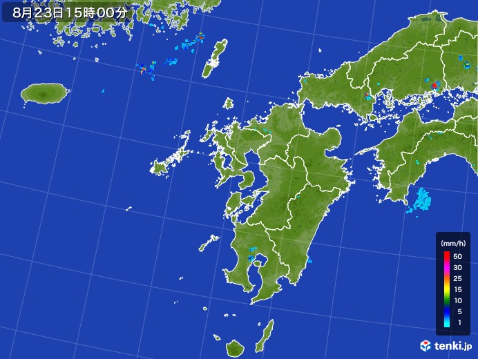 九州地方の雨雲レーダー(2017年08月23日)