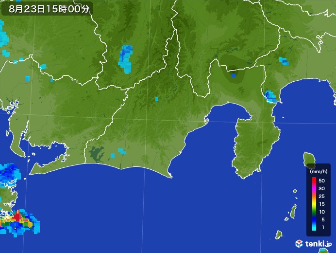 静岡県の雨雲レーダー(2017年08月23日)