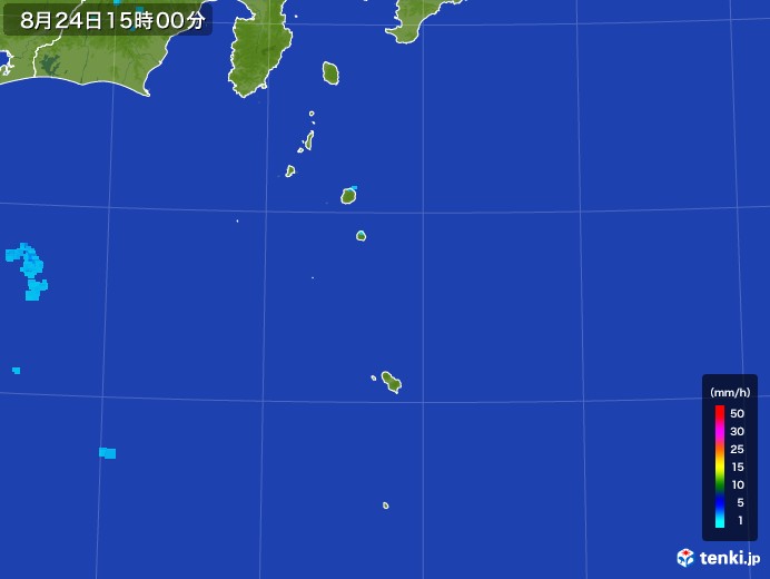 伊豆諸島(東京都)の雨雲レーダー(2017年08月24日)