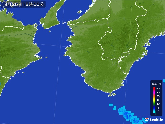 和歌山県の雨雲レーダー(2017年08月25日)