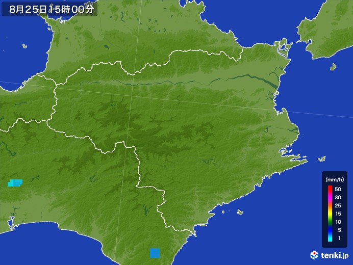 徳島県の雨雲レーダー(2017年08月25日)