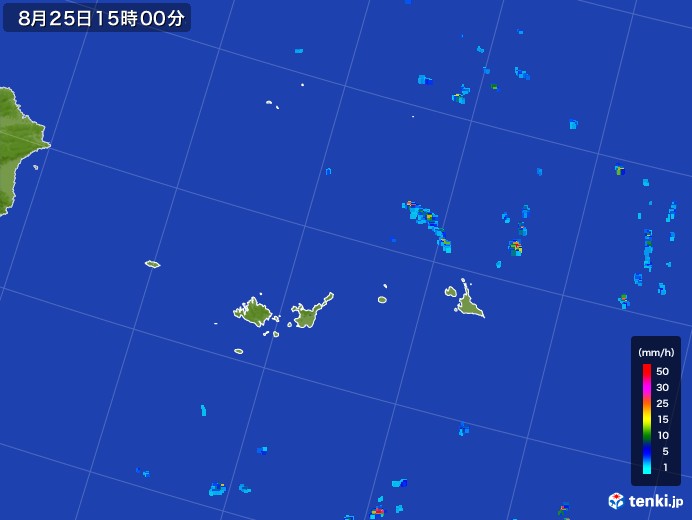 宮古・石垣・与那国(沖縄県)の雨雲レーダー(2017年08月25日)