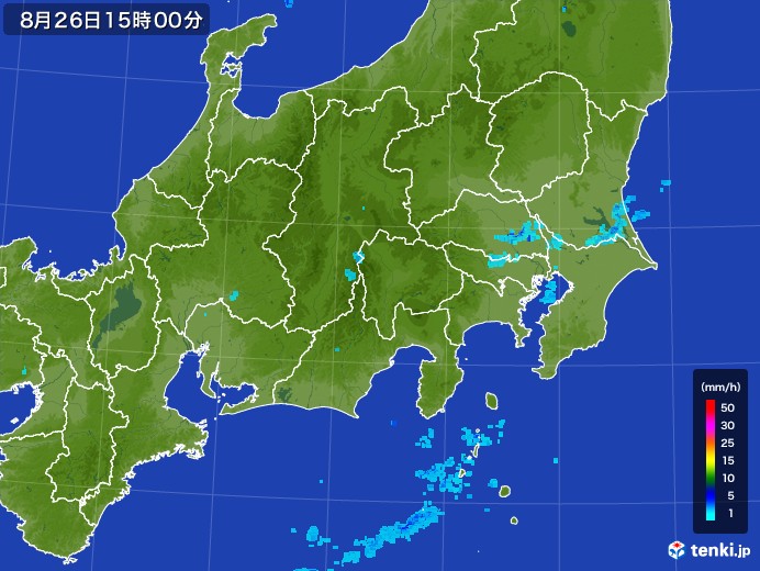 関東・甲信地方の雨雲レーダー(2017年08月26日)