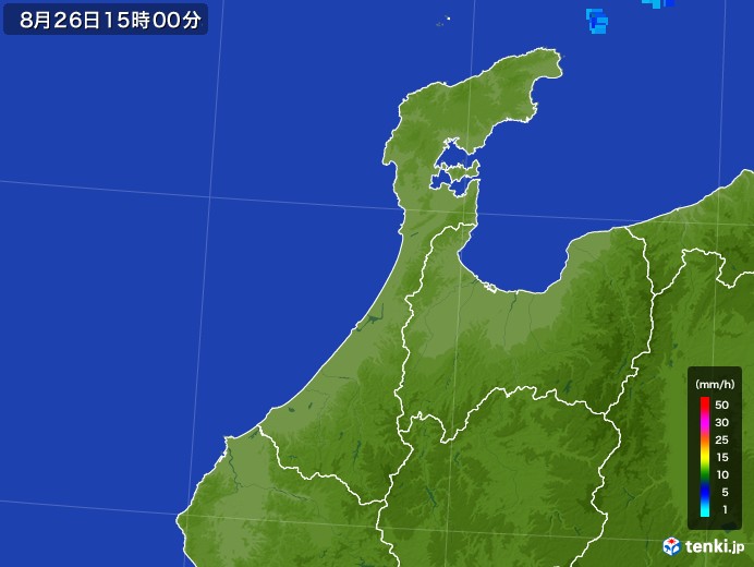 石川県の雨雲レーダー(2017年08月26日)