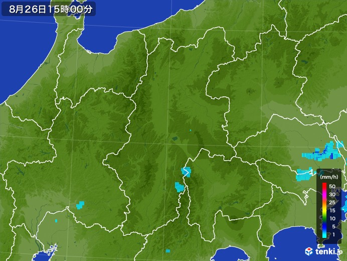 長野県の雨雲レーダー(2017年08月26日)