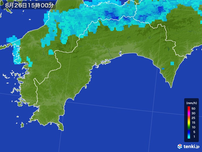 高知県の雨雲レーダー(2017年08月26日)