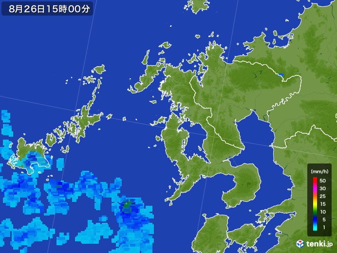 長崎県の雨雲レーダー(2017年08月26日)