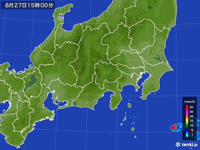関東・甲信地方の雨雲レーダー(2017年08月27日)