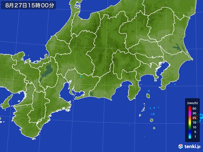 東海地方の雨雲レーダー(2017年08月27日)