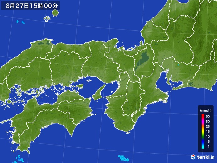 近畿地方の雨雲レーダー(2017年08月27日)