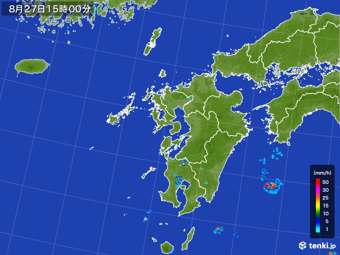 九州地方の雨雲レーダー(2017年08月27日)