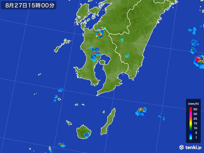 鹿児島県の雨雲レーダー(2017年08月27日)