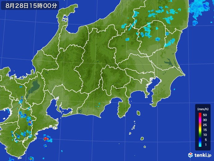 関東・甲信地方の雨雲レーダー(2017年08月28日)