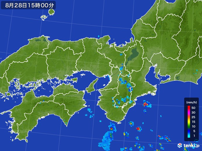近畿地方の雨雲レーダー(2017年08月28日)