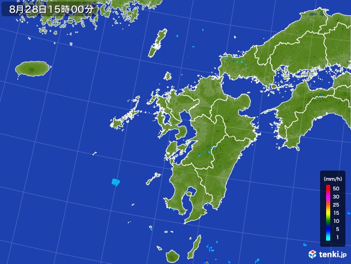 九州地方の雨雲レーダー(2017年08月28日)