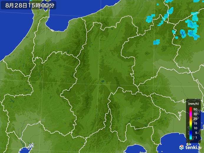 長野県の雨雲レーダー(2017年08月28日)