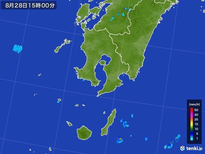 鹿児島県の雨雲レーダー(2017年08月28日)