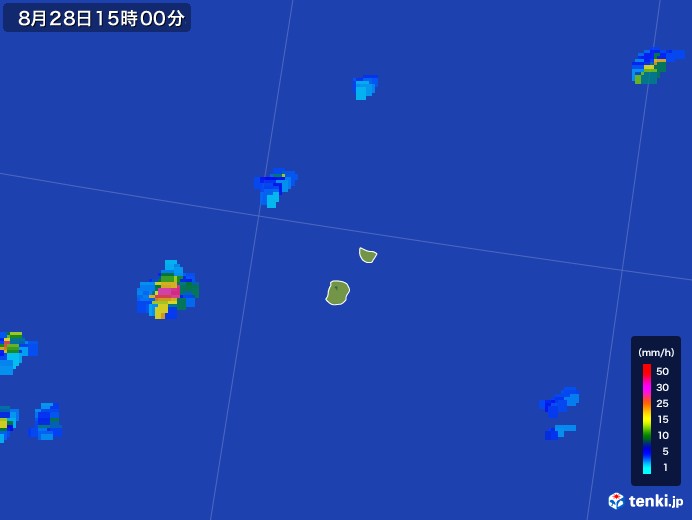 南大東島(沖縄県)の雨雲レーダー(2017年08月28日)