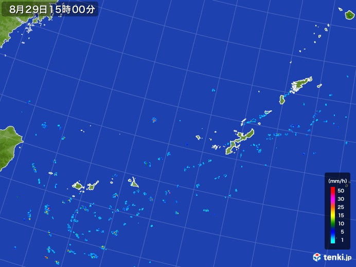 沖縄地方の雨雲レーダー(2017年08月29日)