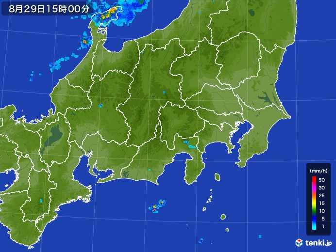 関東・甲信地方の雨雲レーダー(2017年08月29日)