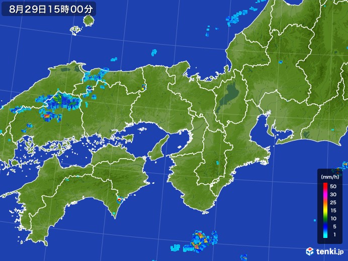 近畿地方の雨雲レーダー(2017年08月29日)
