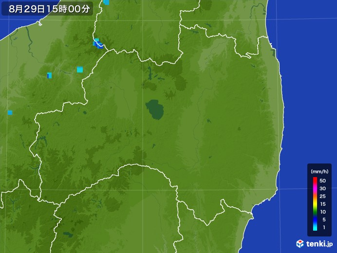 福島県の雨雲レーダー(2017年08月29日)
