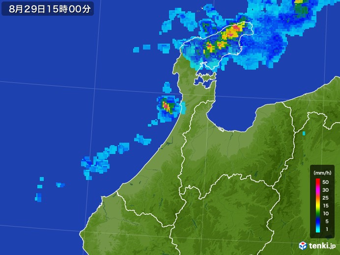 石川県の雨雲レーダー(2017年08月29日)