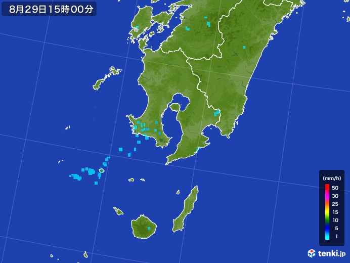 鹿児島県の雨雲レーダー(2017年08月29日)