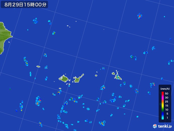 宮古・石垣・与那国(沖縄県)の雨雲レーダー(2017年08月29日)