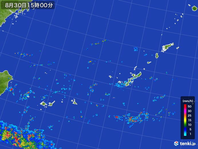 沖縄地方の雨雲レーダー(2017年08月30日)