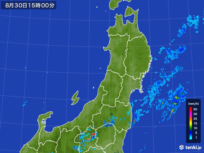 東北地方の雨雲レーダー(2017年08月30日)