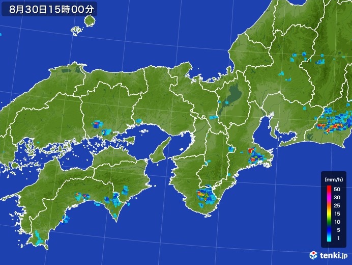 近畿地方の雨雲レーダー(2017年08月30日)