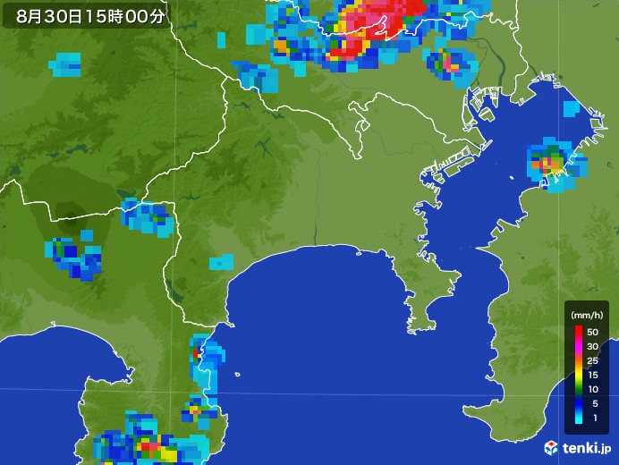 神奈川県の雨雲レーダー(2017年08月30日)