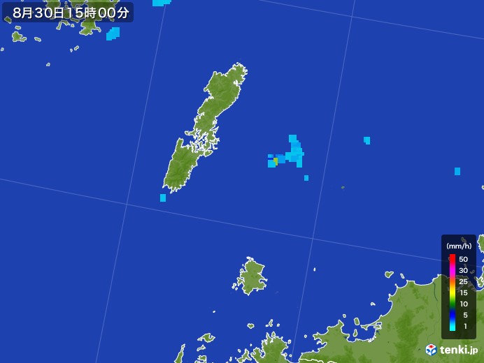 壱岐・対馬(長崎県)の雨雲レーダー(2017年08月30日)