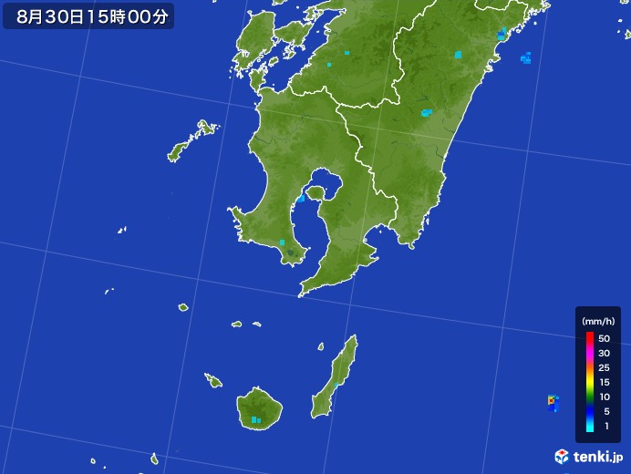 鹿児島県の雨雲レーダー(2017年08月30日)