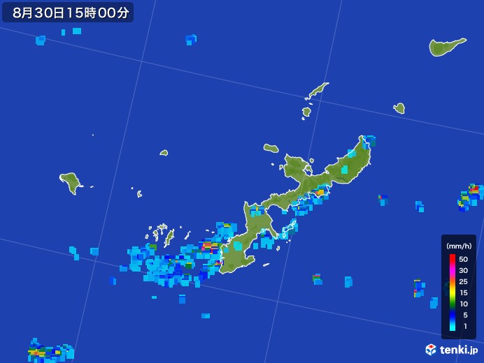 沖縄県の雨雲レーダー(2017年08月30日)
