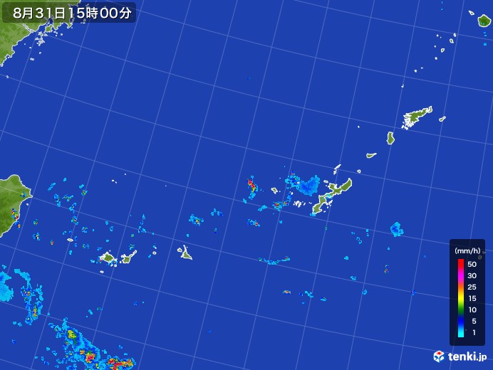 沖縄地方の雨雲レーダー(2017年08月31日)