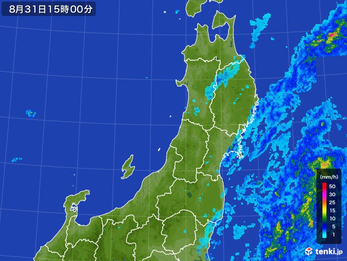 東北地方の雨雲レーダー(2017年08月31日)