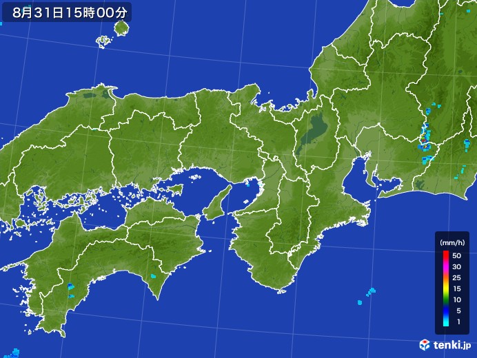 近畿地方の雨雲レーダー(2017年08月31日)