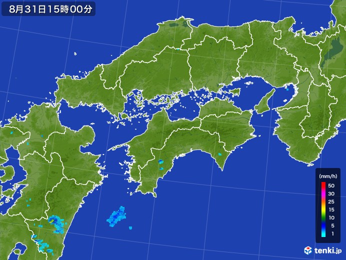 四国地方の雨雲レーダー(2017年08月31日)