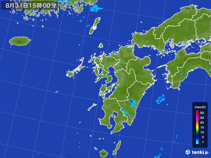 九州地方の雨雲レーダー(2017年08月31日)