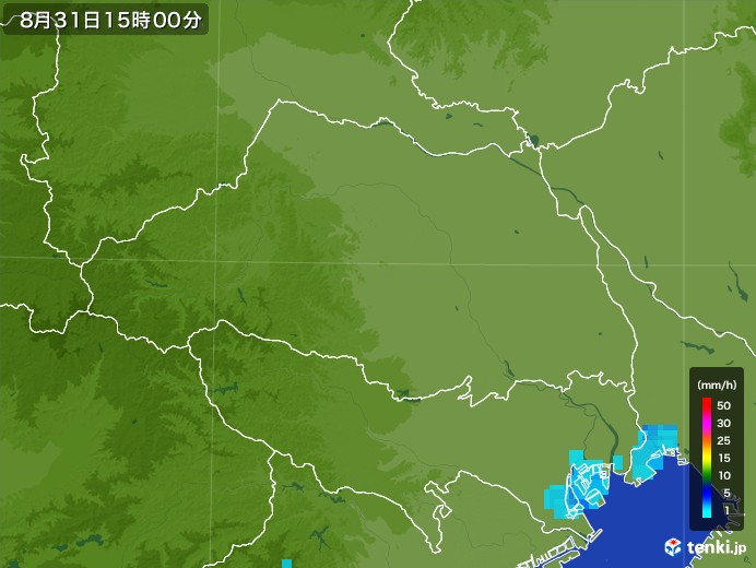 埼玉県の雨雲レーダー(2017年08月31日)