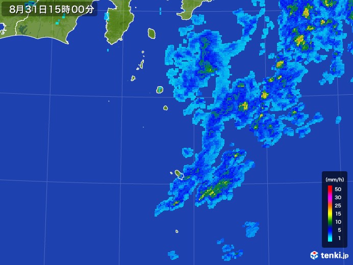 伊豆諸島(東京都)の雨雲レーダー(2017年08月31日)