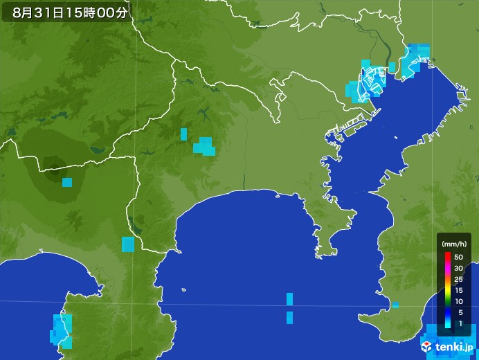 神奈川県の雨雲レーダー(2017年08月31日)