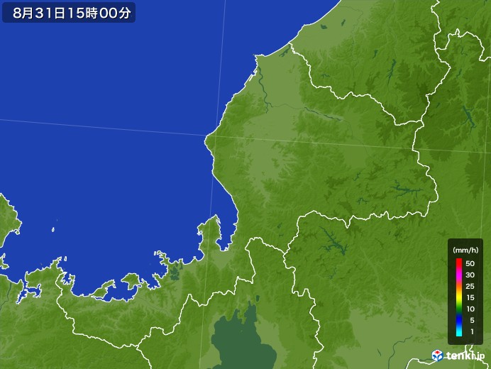 福井県の雨雲レーダー(2017年08月31日)